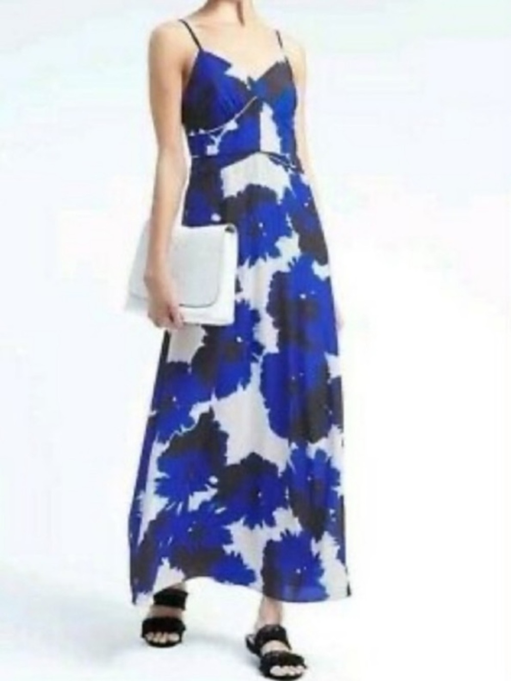 Banana Republic Blue and White Floral Spaghetti Strap Maxi Dress